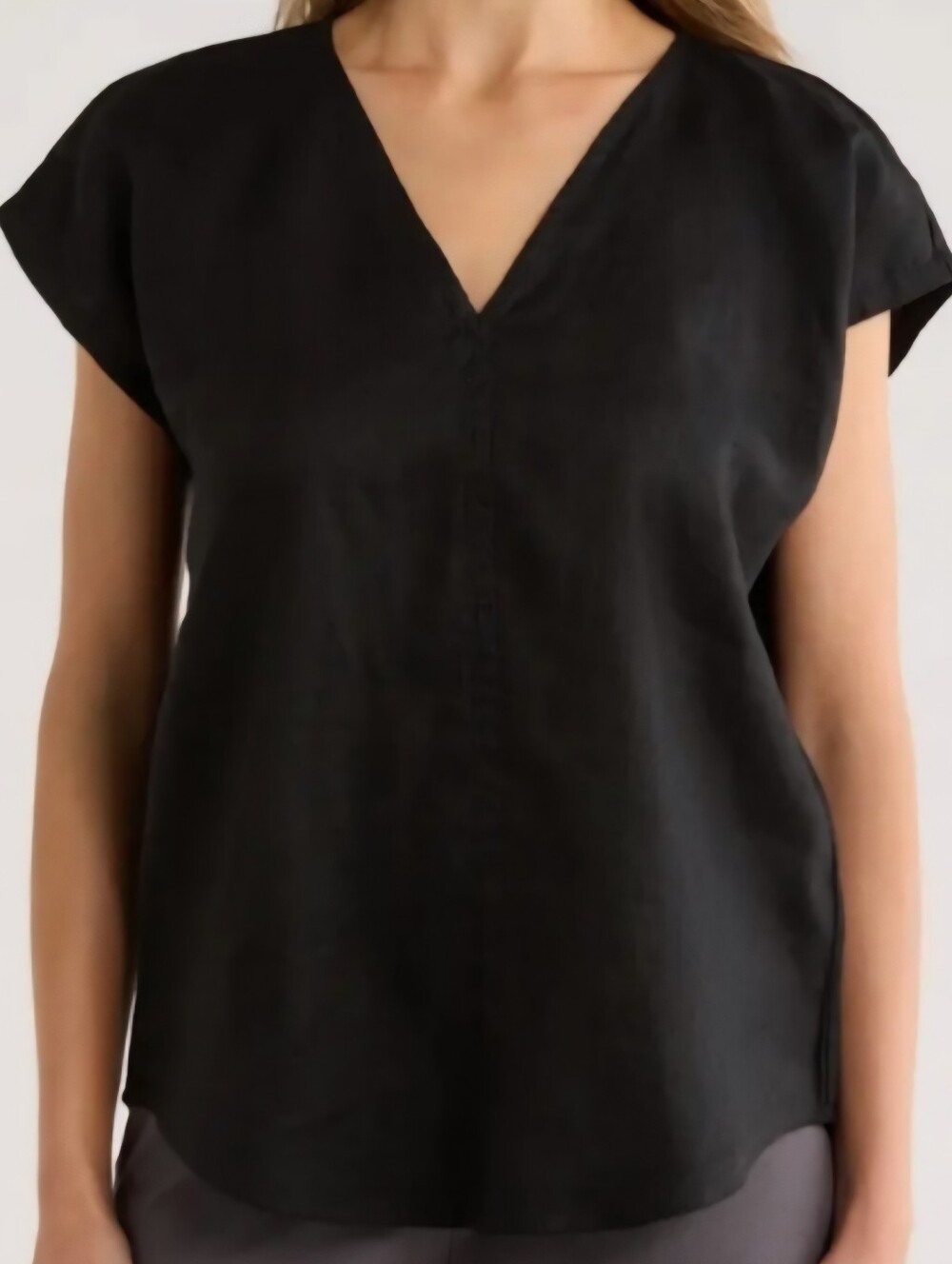 DKNY PURE LINEN BLEND LANGANLOOK TOP